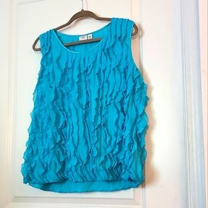 Blue 22/24 ruffled w/ long waves tank top